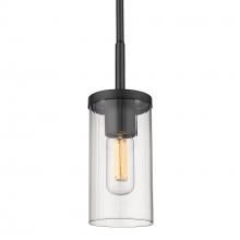  7011-M1L BLK-CLR - Winslett Mini Pendant in Matte Black with Ribbed Clear Glass Shade